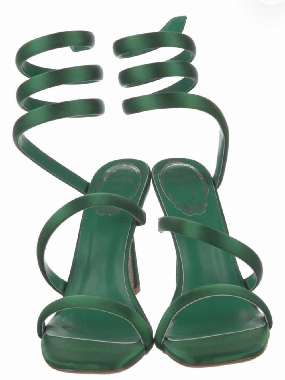 Rene Caovilla Emerald Green Spiral Strap Sandals